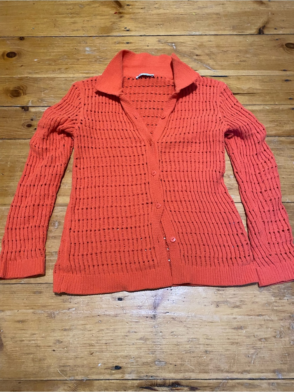 Zara Open-Knit Button Cardigan size S great condition! Orange